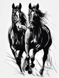 drawing of Standardbred horse  minimal rough sketch scribbles,doodles,black and white