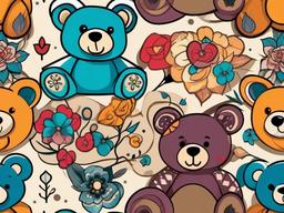 teddy bear with tattoo  simple vector color tattoo