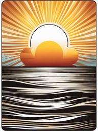 sun clipart - shining brightly over a tranquil beach. 