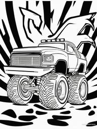 Monster Truck with Custom Paint Job Coloring Pages - Stylish Trucks with Unique Designs  minimal black outline printable sheet, coloring page