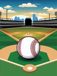 Baseball clipart - baseball on a diamond field  