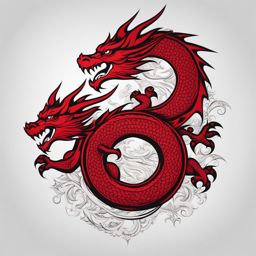 Red dragon tattoo, Striking and bold tattoos featuring red dragons.  color, tattoo style pattern, clean white background