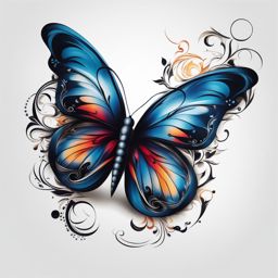 Butterfly and tattoo,Combining two elements to create a unique tattoo. , color tattoo design, white background