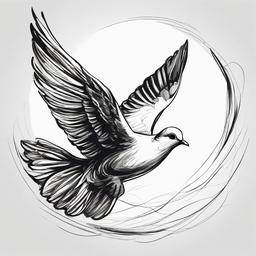 drawing of a dove in the sky  minimal rough sketch scribbles,doodles,black and white