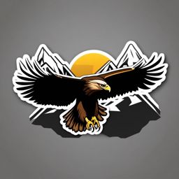 Golden Eagle in Mountainous Terrain Emoji Sticker - Majestic hunter in alpine peaks, , sticker vector art, minimalist design