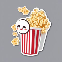 Ticket and Popcorn Emoji Sticker - Movie night on vacation, , sticker vector art, minimalist design