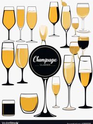 Champagne Glasses clipart - Toasting champagne glasses, ,vector color clipart,minimal