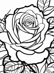 Rose Coloring Pages - Rose with morning dew on its petals  simple coloring pages