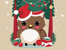 Cute Christmas Clipart,Creating a cute holiday greeting card with cute Christmas clipart  simple, 2d flat