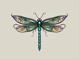 dragonfly vine tattoo  simple vector color tattoo