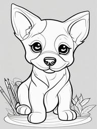 Puppy Coloring Pages - Cute Puppies in Various Poses  minimal black outline printable sheet, coloring page