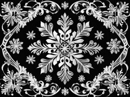 snowflake clipart black and white - with intricate patterns. 