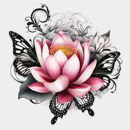 lotus flower butterfly tattoo designs  