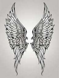 Angel Wing and Devil Wing Tattoo-Intricate and symbolic tattoo featuring both angel and devil wings, capturing themes of balance and duality.  simple color tattoo,white background