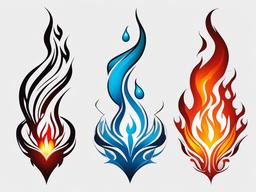 fire water air tattoo  simple color tattoo,white background