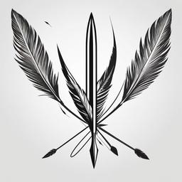 Arrow and Feather Tattoo - Combined arrow and feather motif.  simple vector tattoo,minimalist,white background