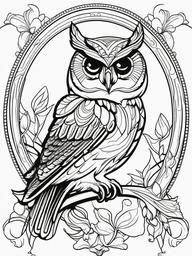 Owl Coloring Pages - Owl with a snake  simple coloring pages