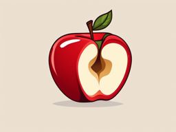 Apple Core Clipart - Core of a red apple after eating.  color vector clipart, minimal style