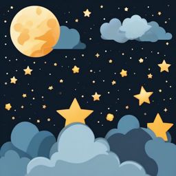 Starlit Night Sky Emoji Sticker - Gazing at the celestial wonders in the night sky, , sticker vector art, minimalist design