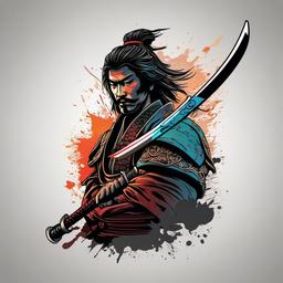 broken samurai sword tattoo  simple vector color tattoo