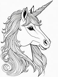 Unicorn Coloring Pages - Unicorn with a rainbow mane and sparkling horn  simple coloring pages