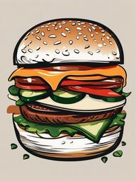 Hamburger clipart - hamburger with jalapeños and hot sauce  color,minimalist,vector clipart