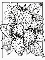 Food Coloring Pages - Fresh strawberry with leaves  simple coloring pages