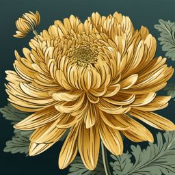 Chrysanthemum Clip Art - A golden chrysanthemum in full bloom,  color vector clipart, minimal style