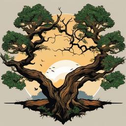 live oak tree tattoo  simple vector color tattoo