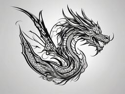 Draken Dragon Tattoo - Unique and creative dragon tattoo design.  simple color tattoo,minimalist,white background
