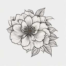 Japanese Flower Tattoo - Traditional Japanese floral tattoo.  simple color tattoo,white background,minimal