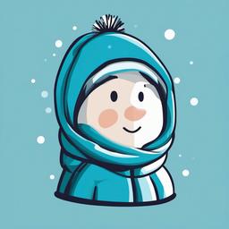 January clipart - cartoon character bundled up in January cold  color,minimalist,vector clipart