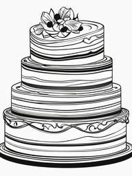 Cake Coloring Pages - Layered opera cake with chocolate and coffee  simple coloring pages