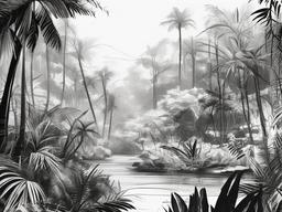 sketch of jungle  minimal rough sketch scribbles,doodles,black and white