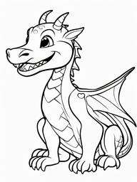 Friendly Dragon Coloring Pages - Kind Dragon with a Gentle Smile  minimal black outline printable sheet, coloring page