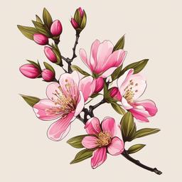 almond blossom tattoo  simple vector color tattoo