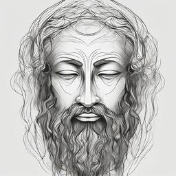 drawing of God with a peaceful expression  minimal rough sketch scribbles,doodles,black and white