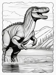 Dinosaur Coloring Pages - Baryonyx Fishing  simple coloring pages