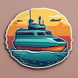 Amphibious Hovercraft Sticker - Land and sea transit, ,vector color sticker art,minimal