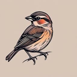 small feminine sparrow tattoo  minimalist color tattoo, vector