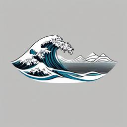 Wave Tattoo Small - Keep it subtle and charming with a small-sized yet impactful wave tattoo.  simple vector color tattoo,minimal,white background