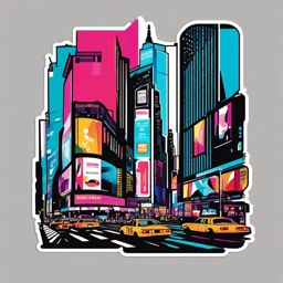 Times Square sticker- Vibrant entertainment hub in the heart of New York City, , sticker vector art, minimalist design