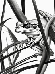 drawing of Madagascar tree frog  minimal rough sketch scribbles,doodles,black and white