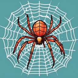 Spider Web Creation Clip Art - Spider diligently creating its intricate web,  color vector clipart, minimal style