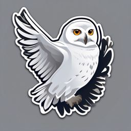 Snowy owl in flight sticker- Silent and graceful, , sticker vector art, minimalist design