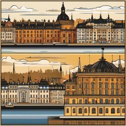 Stockholm clipart - Stockholm Palace and city islands,  color clipart, vector art