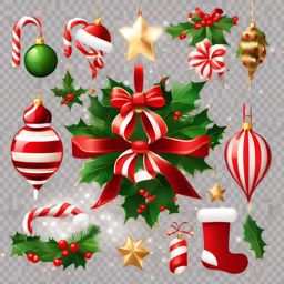 Christmas clip art transparent background, Transparent Christmas decorations for your designs.  simple, 2d flat