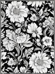 Floral Rugs - Floor coverings showcasing floral designs.  outling,coloring pages,black and white