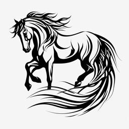 horse tribal tattoo  simple tattoo,minimalist,white background