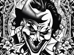 joker tattoo black and white design 